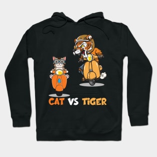 Cat Vs Tiger Riding Hoodie